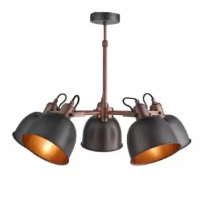 Nielsen Rosalia 5 Light Industrial Chandelier In A Pewter And Antique Copper Finish