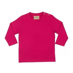 Larkwood Baby Unisex Plain Long Sleeve T-Shirt (3-4) (Fuchsia)