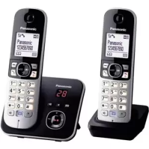 Panasonic KX-TG6822 Duo DECT, GAP Cordless analogue Answerphone, Hands-free Black, Silver