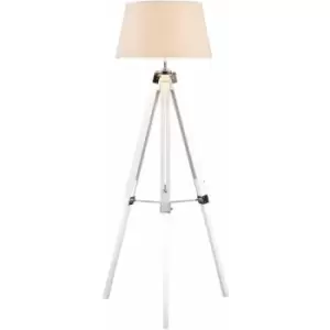 Premier Housewares Floor Lamp Contemporary Floor Lamps For Living Room Reading Light With Tripod Base White Metal Standing Lamp 48 x 48 x 144