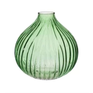 Round Fluted Glass Vase (Green)