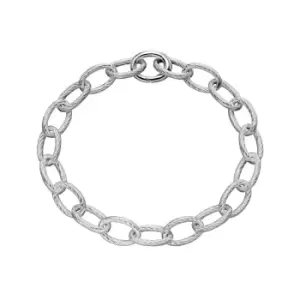 JG Signature Silver Textured Link Charm Carrier Bracelet