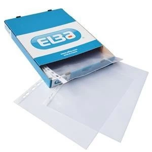 Elba A4 Pocket Multipunched Polypropylene with Clear Strip Clear 1 x Pack of 100