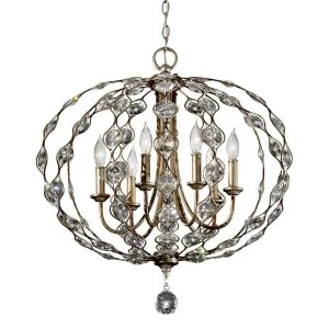 6 Light Chandelier Polished Silver Finish, E14