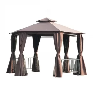 Outsunny Gazebo Canopy, 2-Tier-Brown