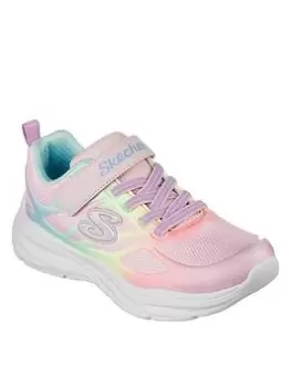 Skechers Girls Power Jams Multi Satin Embossed Trainer, Pink, Size 12 Younger