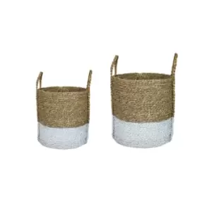 Ivyline Seagrass Log & Kindling Basket, White, Set Of 2