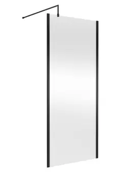 Hudson Reed 900mm Outer Framed Wetroom Screen With Support Bar - Matt Black