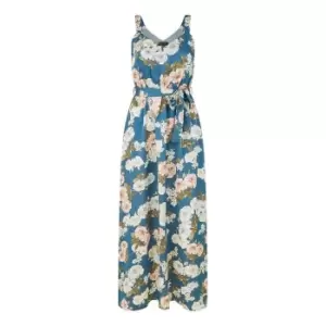 Mela London Blue Satin Floral Print Maxi Dress - Blue