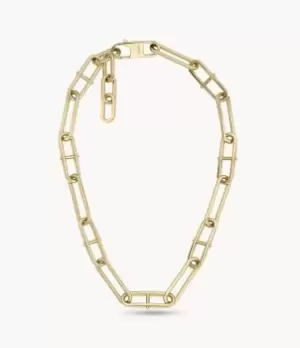 Fossil Women Heritage D-Link Gold-Tone Stainless Steel Chain Necklace