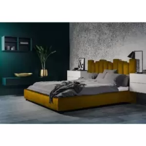 Envisage Trade - Glexton Upholstered Beds - Plush Velvet, Super King Size Frame, Mustard - Mustard