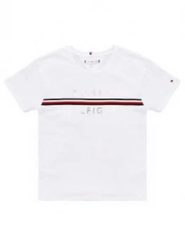 Tommy Hilfiger Girls Short Sleeve Flag Tape T-Shirt - White, Size Age: 12 Years, Women