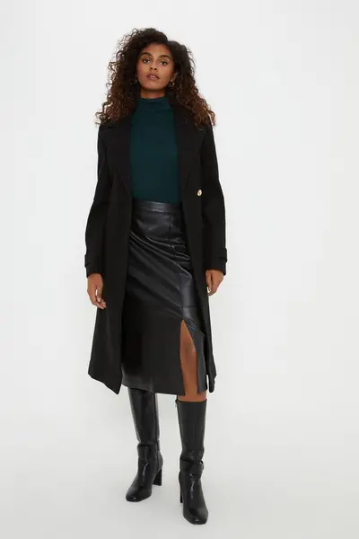 Dorothy Perkins Longline Belted Coat Black