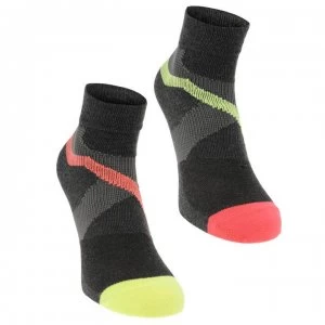 Karrimor Support Quarter Length Socks 2 Pack Mens - Blk/Coral/Yell