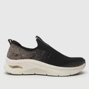 SKECHERS dlux glimmer dust trainers in Black & gold