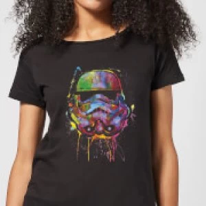 Star Wars Paint Splat Stormtrooper Womens T-Shirt - Black - XXL