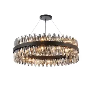 Lysander 32 Light G9, Ceiling Pendant Round, Satin Black, Smoke Item Weight: 29.51kg