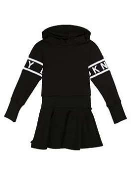 DKNY Girls Hooded Sweat Dress - Black, Size 16 Years, Women