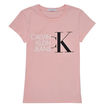 Calvin Klein Jeans HYBRID LOGO SLIM T-SHIRT Girls Childrens T shirt in Pink - Sizes 8 years,10 years,12 years,16 years