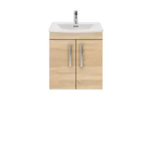 Nuie Athena 500 Wall Hung 2-door Vanity & Curved Basin - Natural Oak