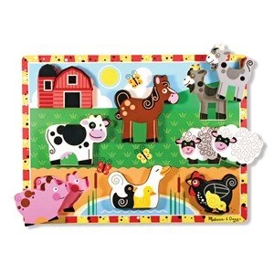 Melissa and Doug Wooden Chunky Puzzle Farm Animals