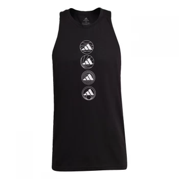 adidas Run Logo Tank Top Mens - Black