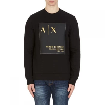 Armani Exchange Gold Patch Logo Sweatshirt Black Size M Men