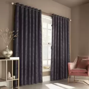 Himalaya Jacquard Eyelet Curtains 90' x 54' Navy - Navy - Furn.