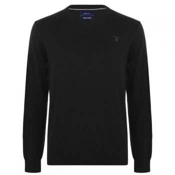 Gant Cotton V Neck Jumper - Charcoal 097