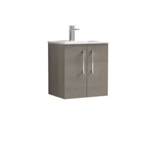 Nuie Arno 500mm Wall Hung 2 Door Vanity & Basin 2 Solace Oak