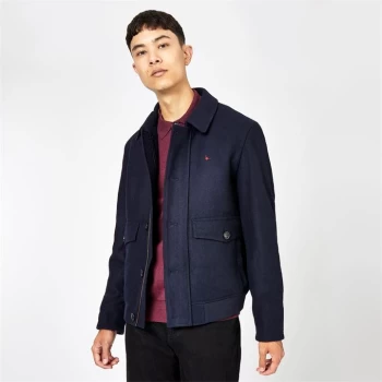 Jack Wills Colindale Wool Blend Bomber Jacket - Navy