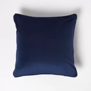 Homescapes - Navy Filled Velvet Cushion with Piped Edge 46 x 46cm - Navy