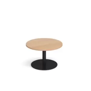 Monza circular coffee table with flat round Black base 800mm - beech