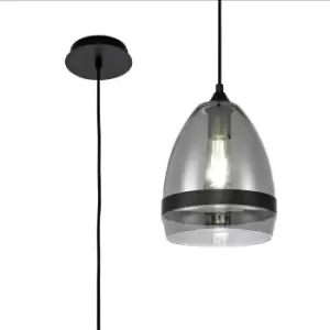 Pendant 20cm Cone, 1 x E27 (Max 20W), Matt Black & Smoke