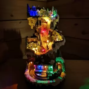 36cm Winter Village With LED Lights Music And Moving Train