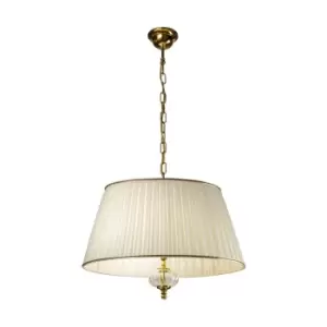 Ascot Classic Fabric Cylindrical Pendant Light Antique Brass, 2x E27