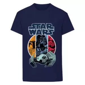 Star Wars Boys Vader and Boba Fett T-Shirt (4-5 Years) (Navy)