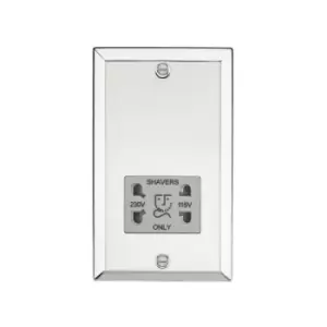 Knightsbridge - 115-230V Dual Voltage Shaver Socket with Grey Insert - Bevelled Edge Polished Chrome