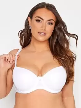 Yours Clothing White Tshirt Bra, White, Size 50G, Women