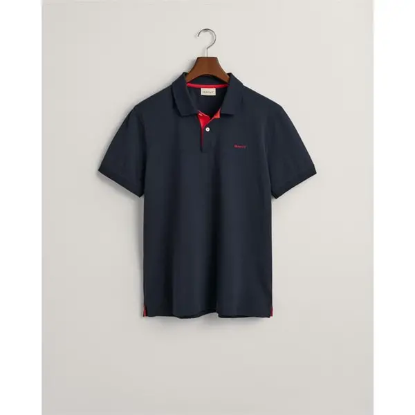 Gant Contrast Piqu Polo Shirt - Blue S