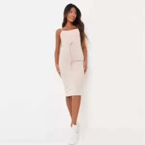 Missguided Belted Rib Cami Midi Dress - Pink