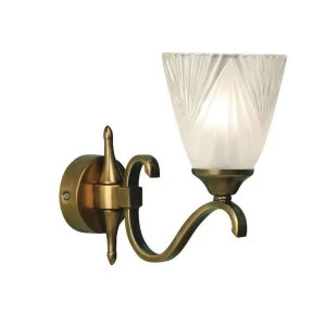 1 Light Wall Light Antique Brass with Glass Shade, E14