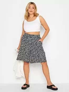 Yours Mono Print Jersey Short Floral - Black, Size 20, Women