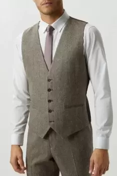 Neutral Basketweave Tweed Waistcoat