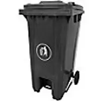 GPC Grey Pedal Wheeled Bin with Dark Grey Lid, 120L