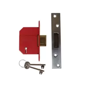 StrongBolt 2100S BS 5 Lever Mortice Deadlock 81mm 3" Satin Chrome Box