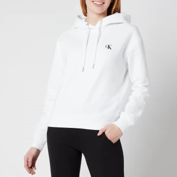 Calvin Klein Jeans Womens Embroidered Logo Hoodie - Bright White - S