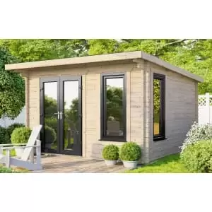 Power Sheds 12 x 10ft Left Hand Door Pent Notched Logs Log Cabin