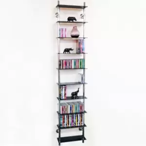 Techstyle Wall Mounted 10 Tier Glass 300 Cd / 200 DVD / Bluray Storage Shelf Black