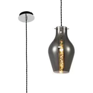 Luminosa Lighting - Luminosa Pendant 17cm Round, 1 x E27, Chrome & Smoke